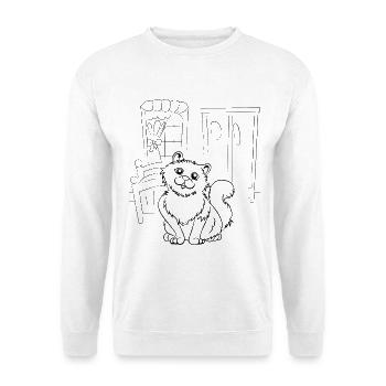 Tshirt zum bemalen und ausmalen, Katze für Kinder - Unisex Pullover - Weiß - Vorne