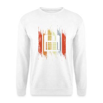 Retro Diskette - Unisex Pullover - Weiß - Vorne - Alina (178cm) & Michal (187cm)