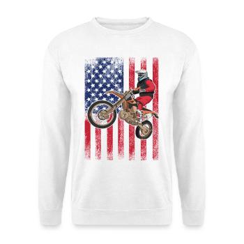 Drapeau américain du vélo de cross, - Sweat-shirt Unisexe - blanc - Devant