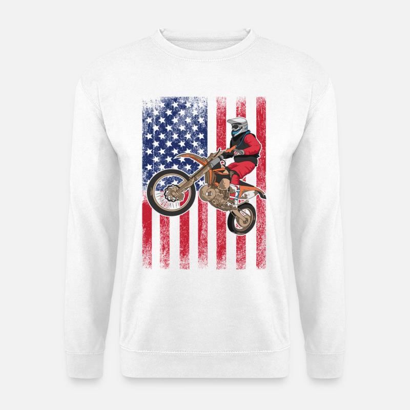 Dirt Biking USA-Flagge - Unisex Pullover - Weiß