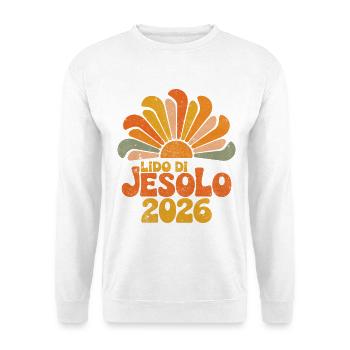 Lido di Jesolo 2026 Sonnenaufgang - Unisex Pullover - Weiß - Vorne - Alina (178cm) & Michal (187cm)