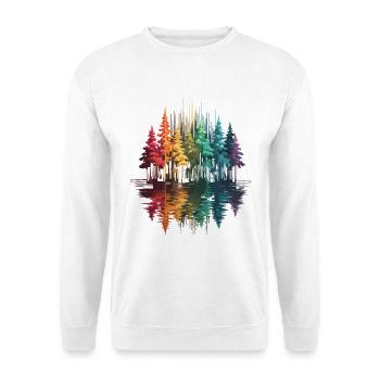 Bäume, Wald, Natur, Wildnis, Outdoor, Reflexion - Unisex Pullover - Weiß - Vorne