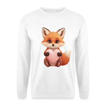 Süßer Fuchs mit Herz - Unisex Pullover - Weiß - Vorne - Alina (178cm) & Michal (187cm)