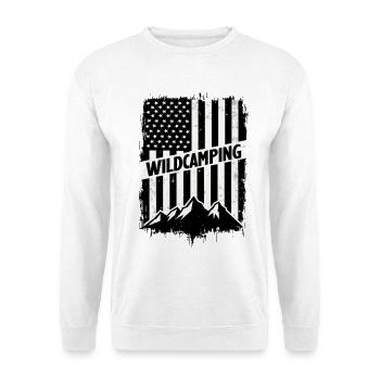 Wild Camping Adventure Mountains USA Flag - Unisex Sweatshirt - white - Front