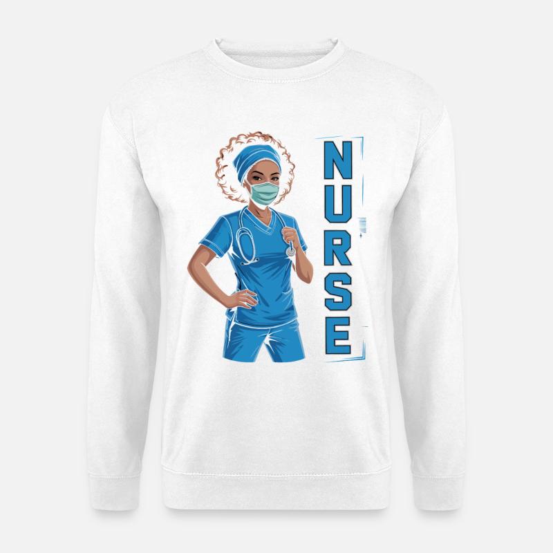 Blaue Pflegerin Power - Unisex Pullover - Weiß