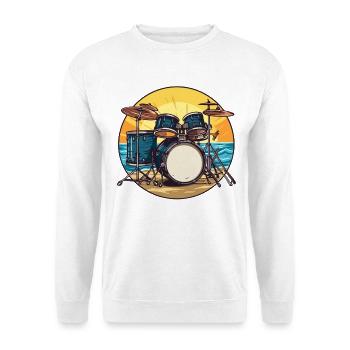 Drumset on the Beach Drum Drummer - Unisex Sweatshirt - white - Front