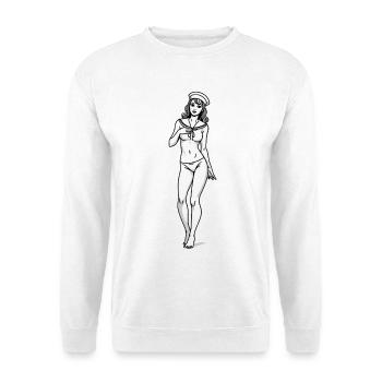 Pin-up Matrosin Marine Retro Look - Unisex Pullover - Weiß - Vorne