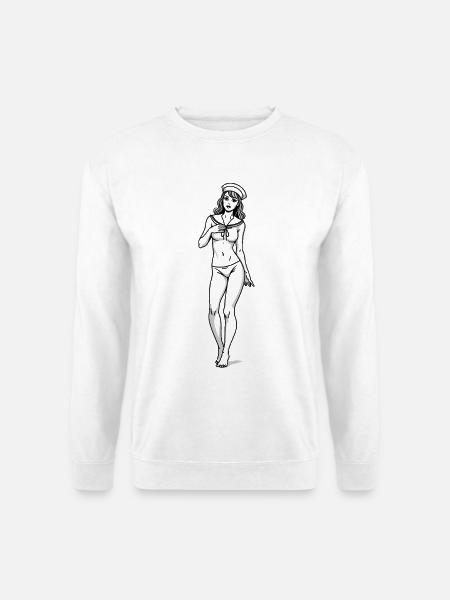 Style rétro Pin-up Sailor Navy - Sweat-shirt Unisexe - blanc