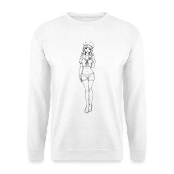 Pin-up Matrosin Marine Retro Look - Unisex Pullover - Weiß - Vorne