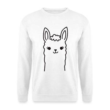 Cute Alpaca Llama Head Line Art - Unisex Sweatshirt - white - Front