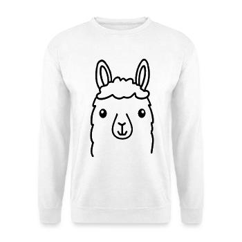 Cute Alpaca Llama Head Line Art - Unisex Sweatshirt - white - Front