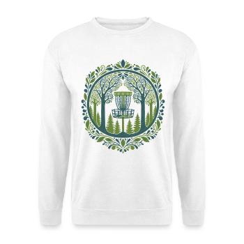 Disc-Golf-Korb in Woodland Scene Art - Unisex Pullover - Weiß - Vorne