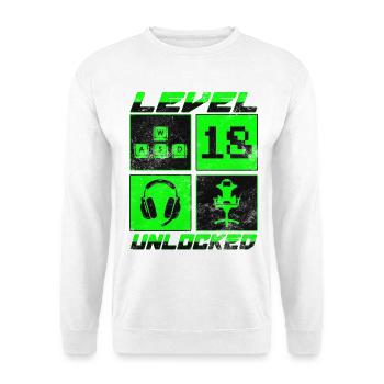 Level 18 Unlocked - Unisex Sweatshirt - white - Front