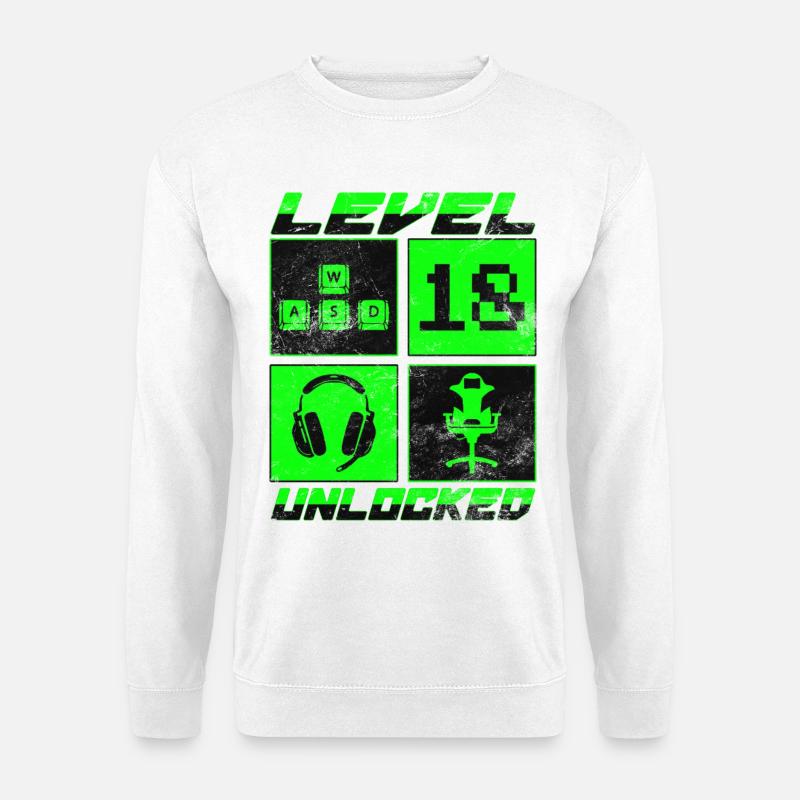 level 18 unlocked - Unisex Pullover - Weiß
