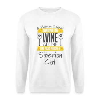 Sibirische Katze und Wein - Unisex Pullover - Weiß - Vorne