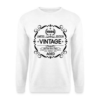 Vintage Limited Edition Born in 1986 Perfect Aged  - Unisex Pullover - Weiß - Vorne