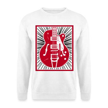 Red Retro Guitar Silhouette Burst - Unisex Sweatshirt - white - Front