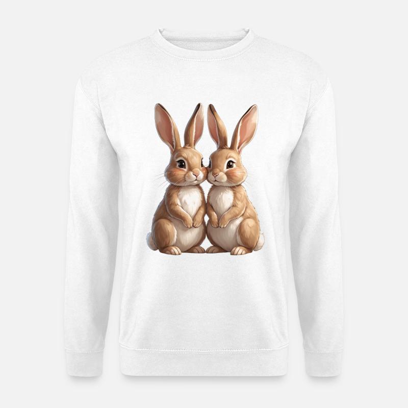 Kaninchen Duo Kuschelbild - Unisex Pullover - Weiß