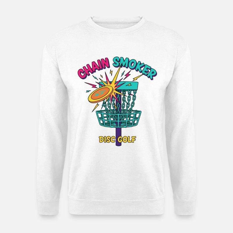 Kettenraucher-Discgolf Spaß-Frisbee-Szene - Unisex Pullover - Weiß