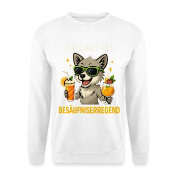 besäufniserregend spruch, party hund - Unisex Pullover - Weiß - Vorne - Alina (178cm) & Michal (187cm)