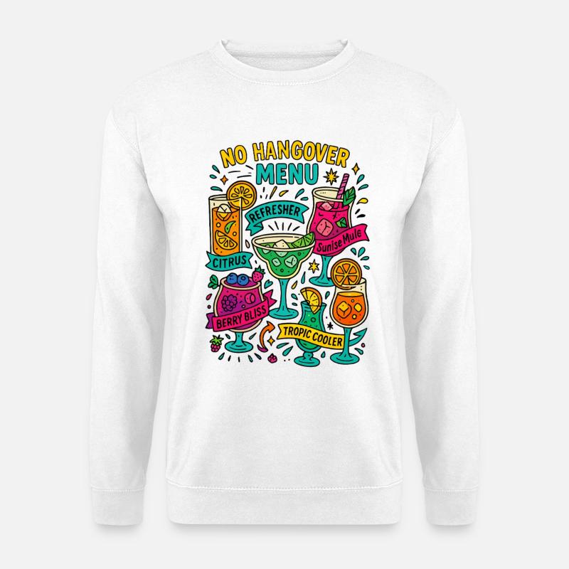 No Hangover Menu, Mocktail Card - Unisex Sweatshirt - white