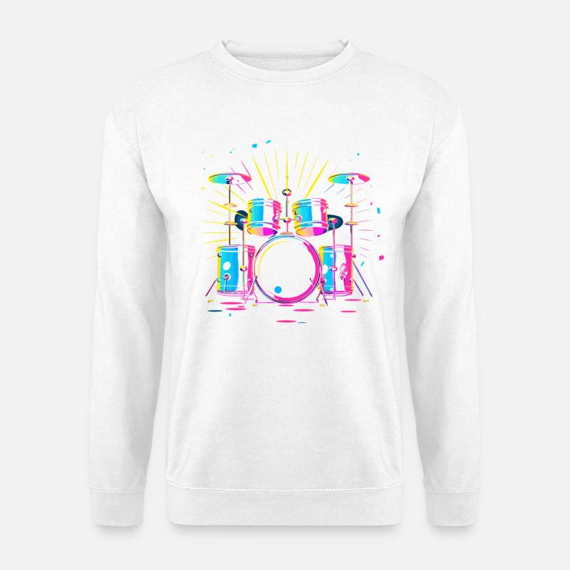 Schlagzeug - Unisex Pullover - Weiß