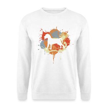 Hund Zeichnung - Unisex Pullover - Weiß - Vorne - Alina (178cm) & Michal (187cm)