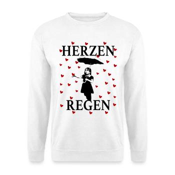 Heart Rain Girl Umbrella Romantic Love Art Design - Unisex Sweatshirt - white - Front