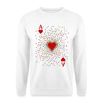 Herz As Konfetti Kostüm | Karneval Verkleidung - Unisex Pullover - Weiß - Vorne