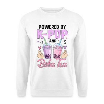 Powered By K Pop And Boba Tea - Unisex Sweatshirt - white - Front