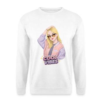 Cool Vibes – Stylisches Girl mit Sonnenbrille - Unisex Pullover - Weiß - Vorne - Alina (178cm) & Michal (187cm)
