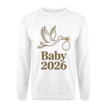 Annonce de naissance de Baby 2026 Stork - Sweat-shirt Unisexe - blanc - Devant