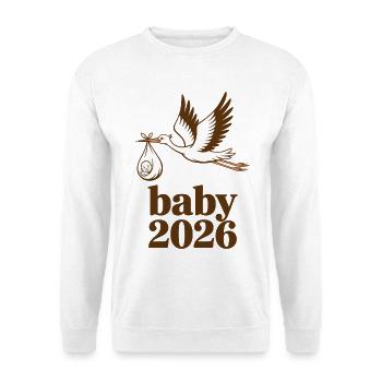 Baby 2026 Storch Geburt Verkündung - Unisex Pullover - Weiß - Vorne