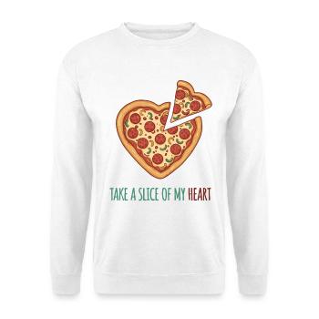Take a Slice of my Heart – Pizza Herz Design - Unisex Sweatshirt - white - Front