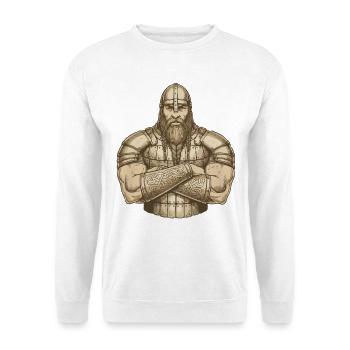 Wikinger Viking Legende Seemann Odin Rabe Kämpfer - Unisex Pullover - Weiß - Vorne - Alina (178cm) & Michal (187cm)