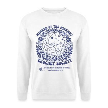 Mitglied der Midnight Crochet Society Witzig - Unisex Pullover - Weiß - Vorne