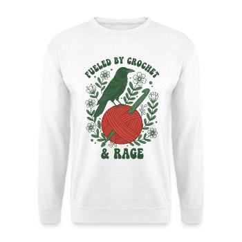 Fueled By Crochet And Rage Funny Crochet Lover - Unisex Sweatshirt - white - Front