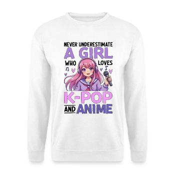 Ne sous-estimez jamais la fille qui adore la K Pop et l’Anime - Sweat-shirt Unisexe - blanc - Devant