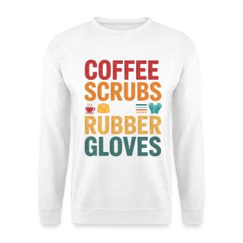 Kaffee Scrubs und Gummi Handschuhe - Unisex Pullover - Weiß - Vorne - Alina (178cm) & Michal (187cm)