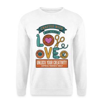 Häkeln, gefertigt mit Herz- und Hakenliebe - Unisex Pullover - Weiß - Vorne