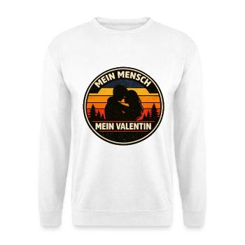 Mon humain, mon badge rétro de la Saint-Valentin - Sweat-shirt Unisexe - blanc - Devant