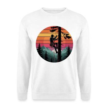 Kletterer im Abendrot Waldlandschaft - Unisex Pullover - Weiß - Vorne