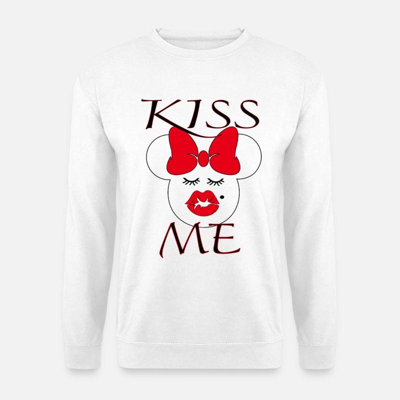 Kiss Me – Cute Red Bow Love Design - Unisex Pullover - Weiß