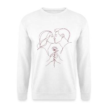 I Love You - Valentine's Day | Kiss line with rose - Unisex Sweatshirt - white - Front