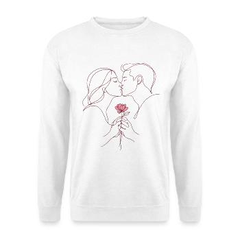 I Love You - Valentine's Day | Kiss line with rose - Unisex Sweatshirt - white - Front
