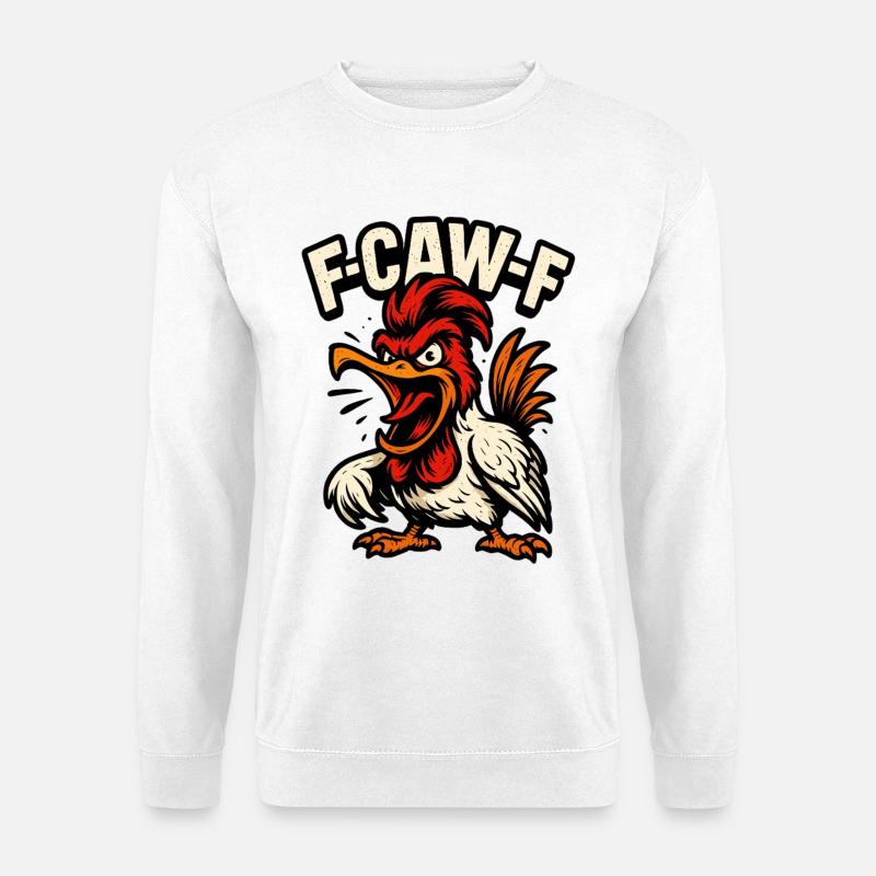 F-CAW-F – Freches Huhn Comic - Unisex Pullover - Weiß