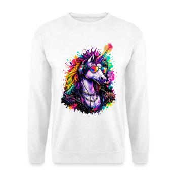 DJ licorne cool avec casque - Sweat-shirt Unisexe - blanc - Devant