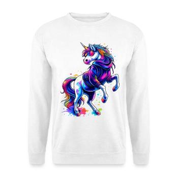 Licorne arc-en-ciel avec sweat à capuche et lunettes de soleil - Sweat-shirt Unisexe - blanc - Devant