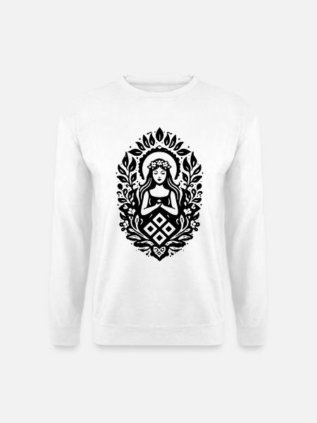 Mokosh Minimal Slavic Goddess Symbol - Unisex Sweatshirt - white