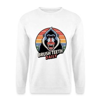 Täglich Zähne putzen Mandrill Affe - Unisex Pullover - Weiß - Vorne